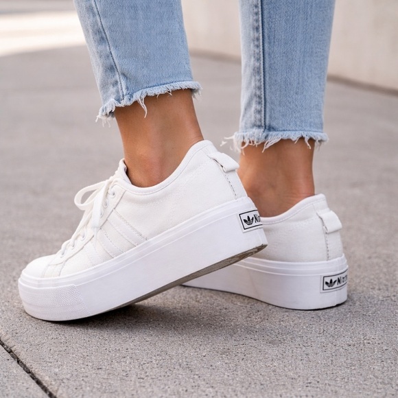 adidas Shoes - adidas Nizza Platform Sneakers – Triple White – Women’s US 9